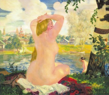  Kustodiev Deco Art - bathing 1921 Boris Mikhailovich Kustodiev